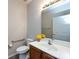 Bathroom featuring a single sink vanity and a framed mirror at 864 Ledgestone Ct, Fort Mill, SC 29708