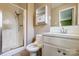 Bathroom featuring tiled shower, toilet, and single vanity at 1142 Canterbury Dr, Lancaster, SC 29720