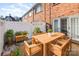 Outdoor patio with a wooden dining table perfect for outdoor dining and entertaining at 1310 Green Oaks Ln # H, Charlotte, NC 28205