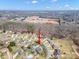Aerial view of neighborhood, showing the home's location near community amenities and local schools at 1529 Indian Springs Nw Dr, Conover, NC 28613