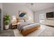 Inviting bedroom showcasing a ceiling fan, bedside tables, and a window at 532 Knighton Hill Rd, Rock Hill, SC 29732