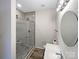 Modern bathroom with glass-enclosed shower and stylish vanity at 722 Ladino Ln, Clover, SC 29710