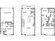 Detailed floor plan showcasing three levels, including a garage, multiple bedrooms, kitchen, and bathrooms at 1425 Lithium Ln, Charlotte, NC 28211