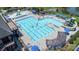 Community pool aerial with lap lanes, area, lounge chairs, and shaded pergolas at 15124 Hugh Mcauley Rd, Huntersville, NC 28078