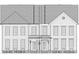 Detailed architectural elevation of a two-story townhome featuring symmetrical window placement and a gabled roof at 19728-B School St, Cornelius, NC 28031