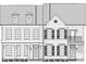 Architectural drawing showcasing the front elevation of two townhome units, highlighting the design and layout at 19732-A School St, Cornelius, NC 28031