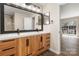 Bathroom with dual sinks and modern vanity at 205 King David Ln, Gastonia, NC 28056