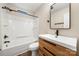 Bathroom featuring modern black fixtures and shower with tub at 205 King David Ln, Gastonia, NC 28056