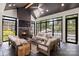 Cozy living room with a modern fireplace, vaulted ceilings, and large windows bringing the outdoors inside at 401 Woodland St, Davidson, NC 28036