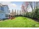 Expansive backyard with lush green lawn, mature trees, and a patio area at 5601 Underwood Ave, Charlotte, NC 28213
