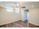 Finished basement bedroom with wood-look floors, ceiling fan, and recessed lighting at 6916 Sardis Green Ct, Charlotte, NC 28270