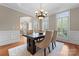 Bright dining room featuring hardwood floors, neutral paint, and stylish furniture at 1119 Lytton Ln, Matthews, NC 28104