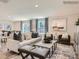 Inviting living room with neutral tones, comfortable seating, stylish rug, and large windows for natural light at 13337 Hampton Bay Ln, Charlotte, NC 28262