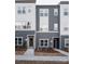 Modern townhome featuring contemporary exterior with gray siding, clean lines, and well-maintained landscaping at 1518 Levy Way, Charlotte, NC 28205