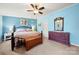 Large bedroom featuring a ceiling fan and furnishings including dresser and trunk at 230 Valley View Dr, Clover, SC 29710