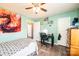 Relaxing bedroom with wood-look floors, wall decor and convenient closet at 2561 Ellys St, Lincolnton, NC 28092