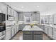 Modern kitchen featuring gray cabinetry, granite countertops, stainless steel appliances, and a functional island at 3203 Thayer Dr, Waxhaw, NC 28173