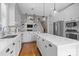 Bright, modern kitchen with quartz countertops, two islands, and stainless steel appliances at 643 Mcalway Rd, Charlotte, NC 28211