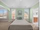 Well-lit bedroom with two windows, carpet flooring, and calming neutral colors at 108 Avaclaire Way, Indian Trail, NC 28079