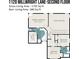 Second floor floorplan showcasing layout of bedrooms, bathrooms, and WIC with dimensions at 1120 Millwright Ln, Matthews, NC 28104