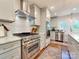 Modern kitchen with stainless steel appliances, tiled backsplash, and hardwood floors at 4216 Maureen Dr, Charlotte, NC 28205