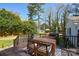 Multi-level back deck with wooden railing and an outdoor dining area, perfect for entertaining guests at 5943 Charing Pl, Charlotte, NC 28211