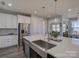 Bright kitchen with stainless steel appliances, a farmhouse sink, and a large center island at 14230 Morningate St, Huntersville, NC 28078