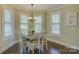 Eat-in dining area with natural light, wood floors, and chandelier at 17733 Colleton River Ln, Charlotte, NC 28278