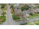 Aerial view of a stately brick home, showcasing its manicured lawn, mature trees, and a private setting at 1801 Maryland Ave, Charlotte, NC 28209
