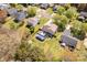 Aerial view of a suburban home with a fenced yard, an above ground pool, and a patio at 1812 Rosewell Dr, Rock Hill, SC 29732