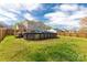 Spacious backyard featuring a partially covered swimming pool and a deck at 1812 Rosewell Dr, Rock Hill, SC 29732