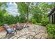 Outdoor patio featuring a fire pit, surrounded by comfortable seating and lush greenery, perfect for entertaining at 600 S Central Ave, Belmont, NC 28012
