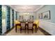 Formal dining room with a coffered ceiling, chandelier, and wainscoting, perfect for entertaining guests at 121 Asmodean Ln, Troutman, NC 28166