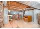 An unfinished basement provides ample storage and features a workbench and tool storage at 126 Harbourtown Dr, Kings Mountain, NC 28086
