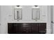 Modern bathroom featuring double vanity with sleek lighting fixtures at 218 Alenda Lux Cir, Mooresville, NC 28115