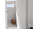 Modern bathroom featuring a marbled tile shower and wooden bench at 218 Alenda Lux Cir, Mooresville, NC 28115