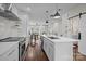 Contemporary kitchen with a large island, stainless steel appliances, and sleek white cabinetry at 3655 Vallette Ct, Charlotte, NC 28203