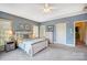 Spacious main bedroom featuring a queen bed, carpet, an ensuite bathroom, and warm natural light at 4633 River Bluff Ct, Charlotte, NC 28214