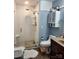 Bathroom featuring a glass-door shower, modern vanity, and neutral color palette at 5434 Beckhaven Ln, Charlotte, NC 28216