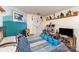 Comfortable bedroom with unique wall art and ample shelving at 8175 Cedar Glen Dr, Charlotte, NC 28212