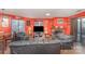 Bright living room featuring fireplace and leather seating at 8175 Cedar Glen Dr, Charlotte, NC 28212