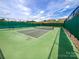 Close-up of a vibrant tennis court with lush green fencing, offering a great recreational space at 8212 Merryvale Ln, Charlotte, NC 28214