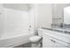 Clean, well-lit bathroom with tub/shower combination, granite vanity, and tile flooring at 914 Saluda St, Rock Hill, SC 29730