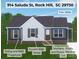 New construction home with address and colors, white trim, dark siding, complementary brick, and green front lawn at 914 Saluda St, Rock Hill, SC 29730