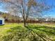 Grassy backyard with mature trees and a wooden fence at 1025 Ridgefield Cir, Indian Trail, NC 28079