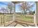 Charming front porch with white railings and lovely views of the landscaped yard at 10663 Hill Point Ct, Charlotte, NC 28262