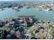 Picturesque aerial view showcasing the home's location, lush surroundings, and waterfront access at 110 49Th Avenue Nw Pl, Hickory, NC 28601