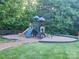 Community playground surrounded by trees and green space, featuring slides and play structures at 1219 Catawba Run Rd, Lowell, NC 28098