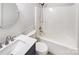 Modern bathroom featuring a stylish vanity, sleek fixtures, and a tub-shower combination at 1442 Rainforest Ct, Gastonia, NC 28054