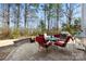 A beautiful backyard with a fire pit, outdoor furniture, and lush landscaping at 15916 Foreleigh Rd, Huntersville, NC 28078
